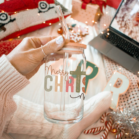 Merry Christ Mas Glass Can - Life by Kway | Kristin Waymire