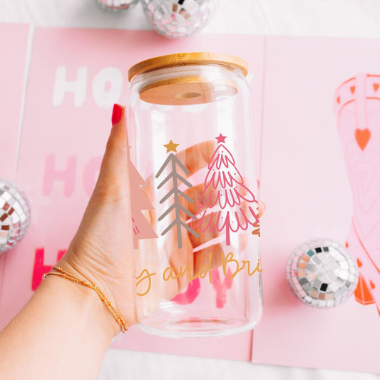 Merry & Bright Pink Glass Can - Life by Kway | Kristin Waymire