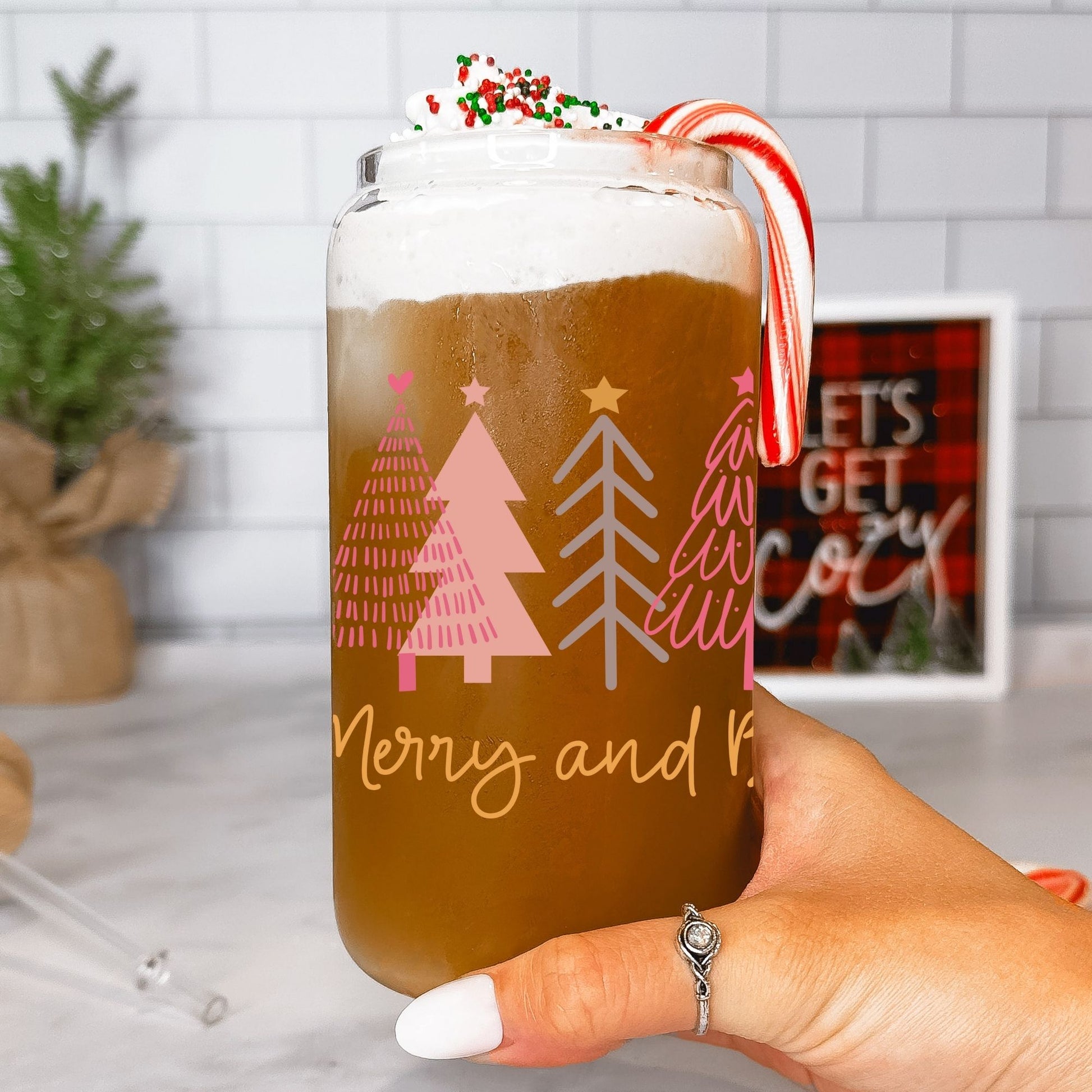 Merry & Bright Pink Glass Can - Life by Kway | Kristin Waymire